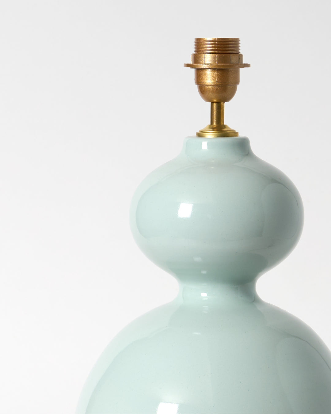 Ceramic Large Rounded Gourd Lamp - Powder Blue