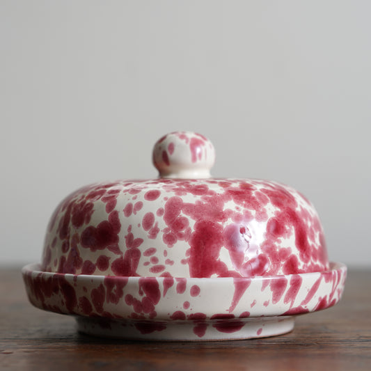 Round Butter Dish - Burgundy