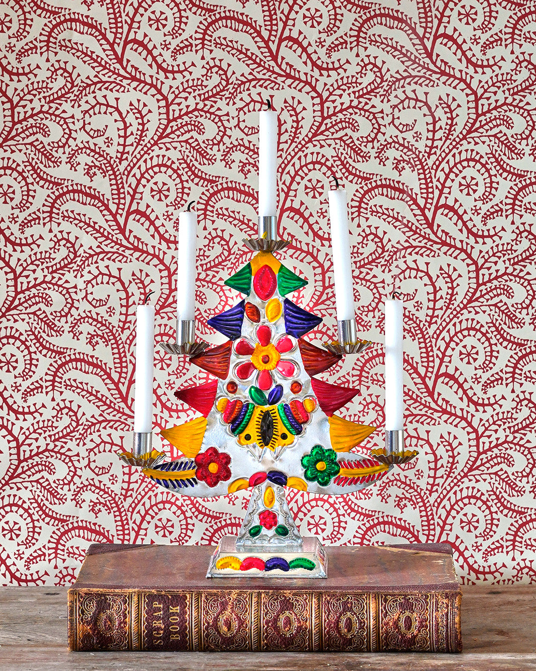 Handmade Christmas Tree Candleabre - Mexican Tin