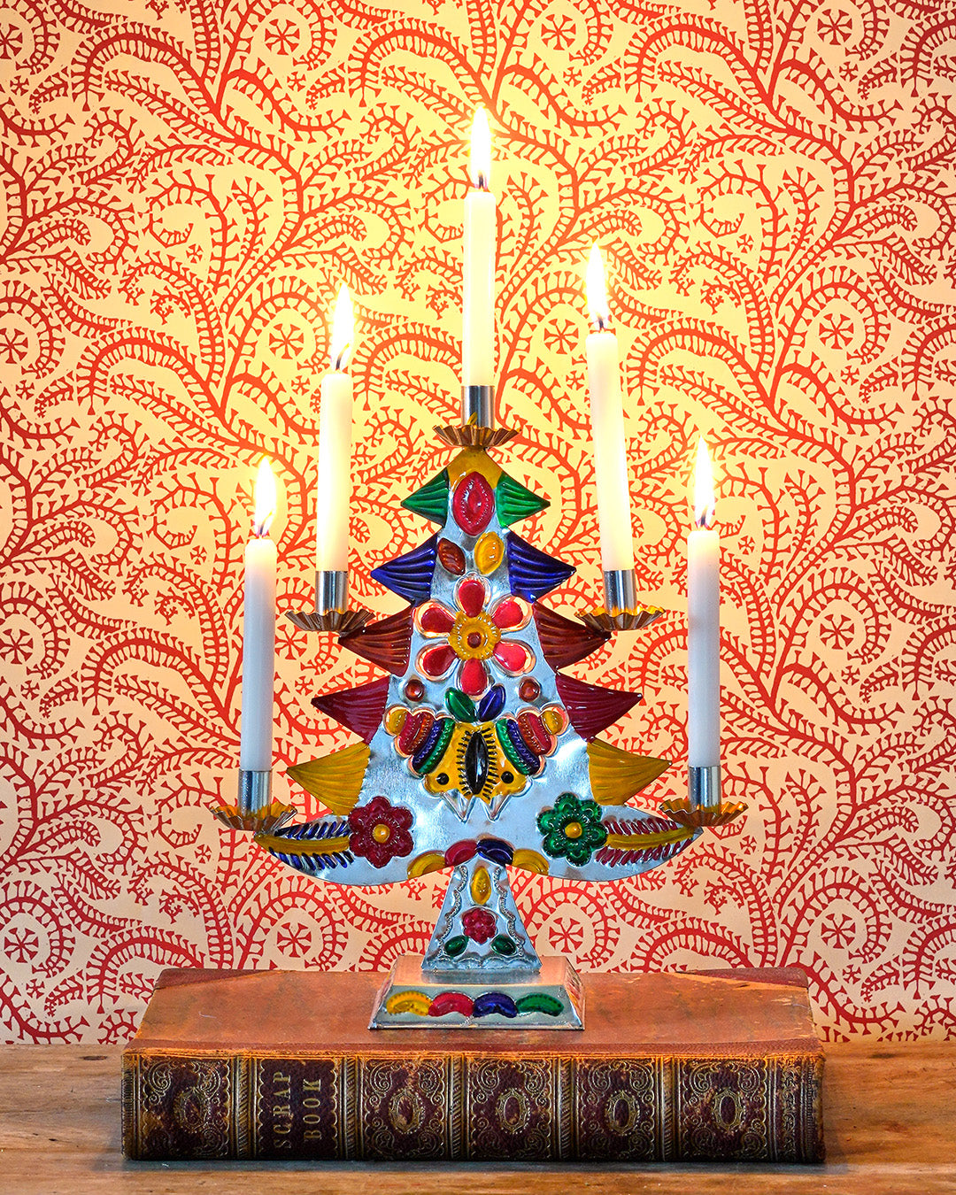 Handmade Christmas Tree Candleabre - Mexican Tin