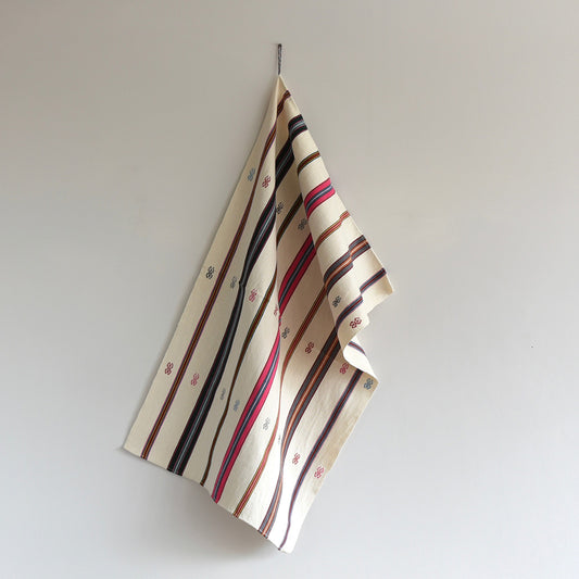 Juanita Hand Woven Hand Towel - Cream with Stripes