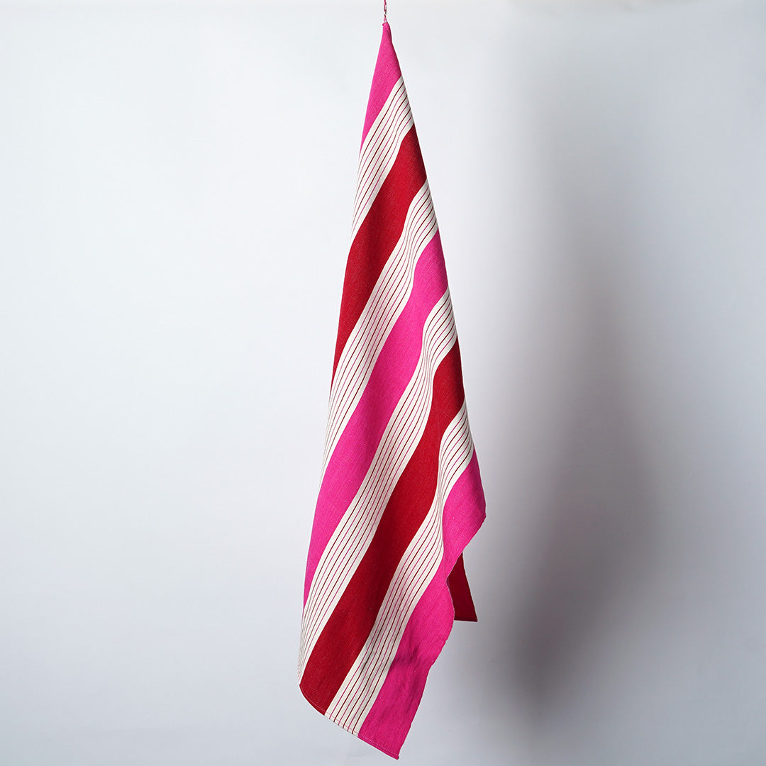 Hot Stripes Hand Towel - Red, Pink and Cream Stripes