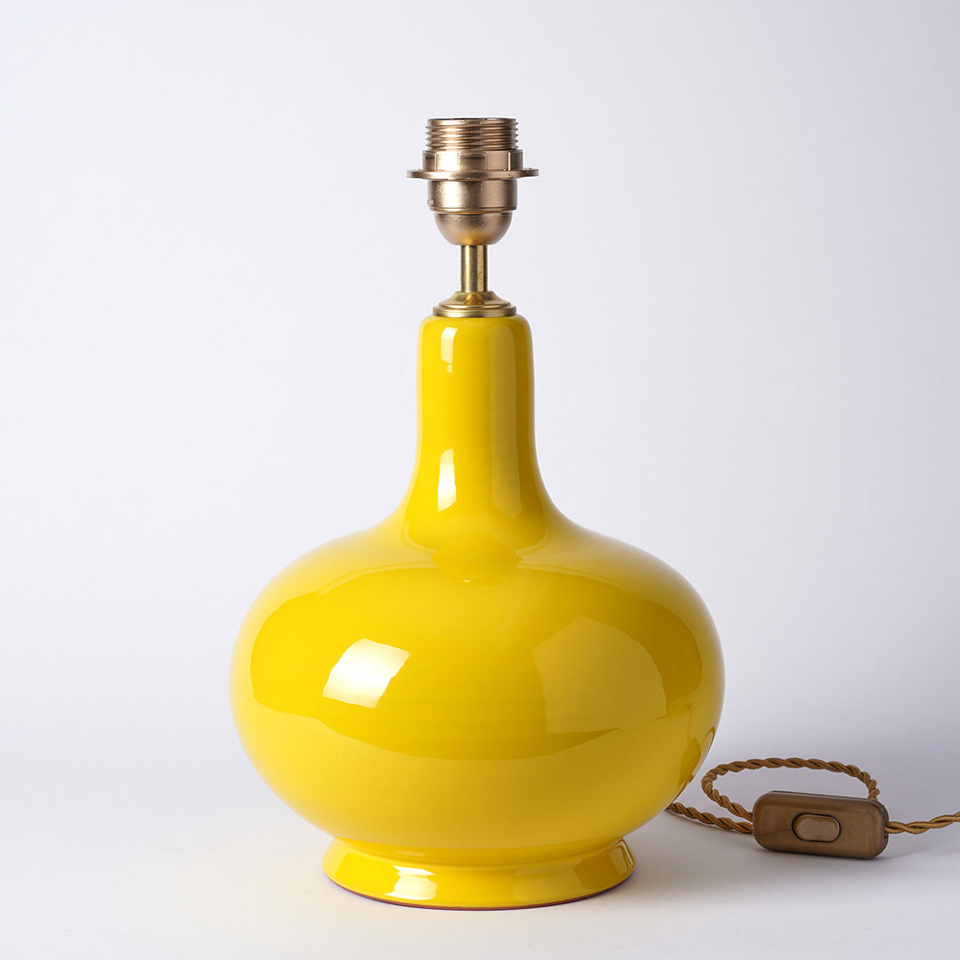 bright yellow ceramic table lamp