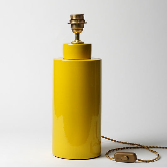 yellow column shape ceramic lamp