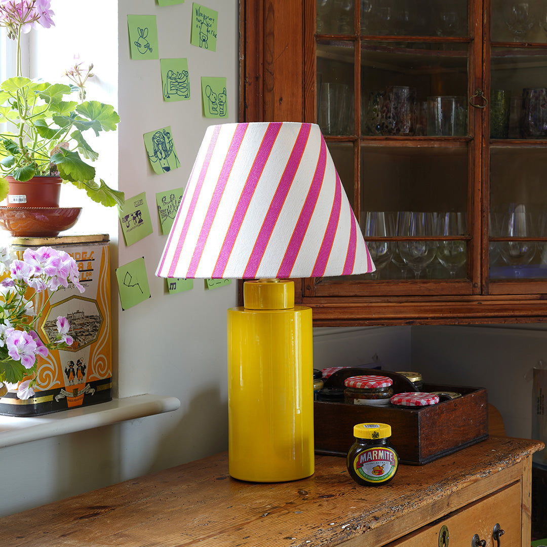 Ceramic Medium Column Lamp- Bright Yellow