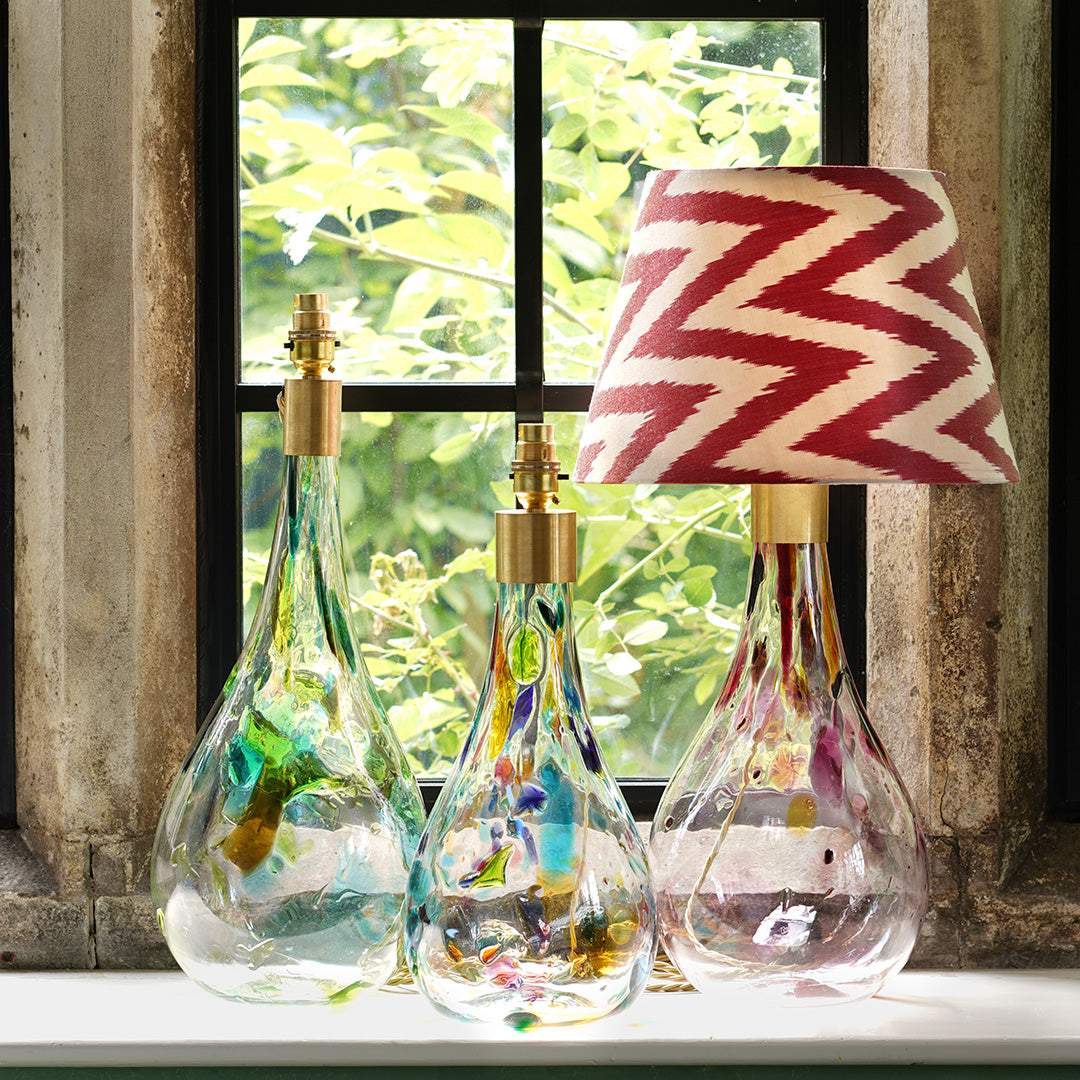 Hand blown store glass table lamps