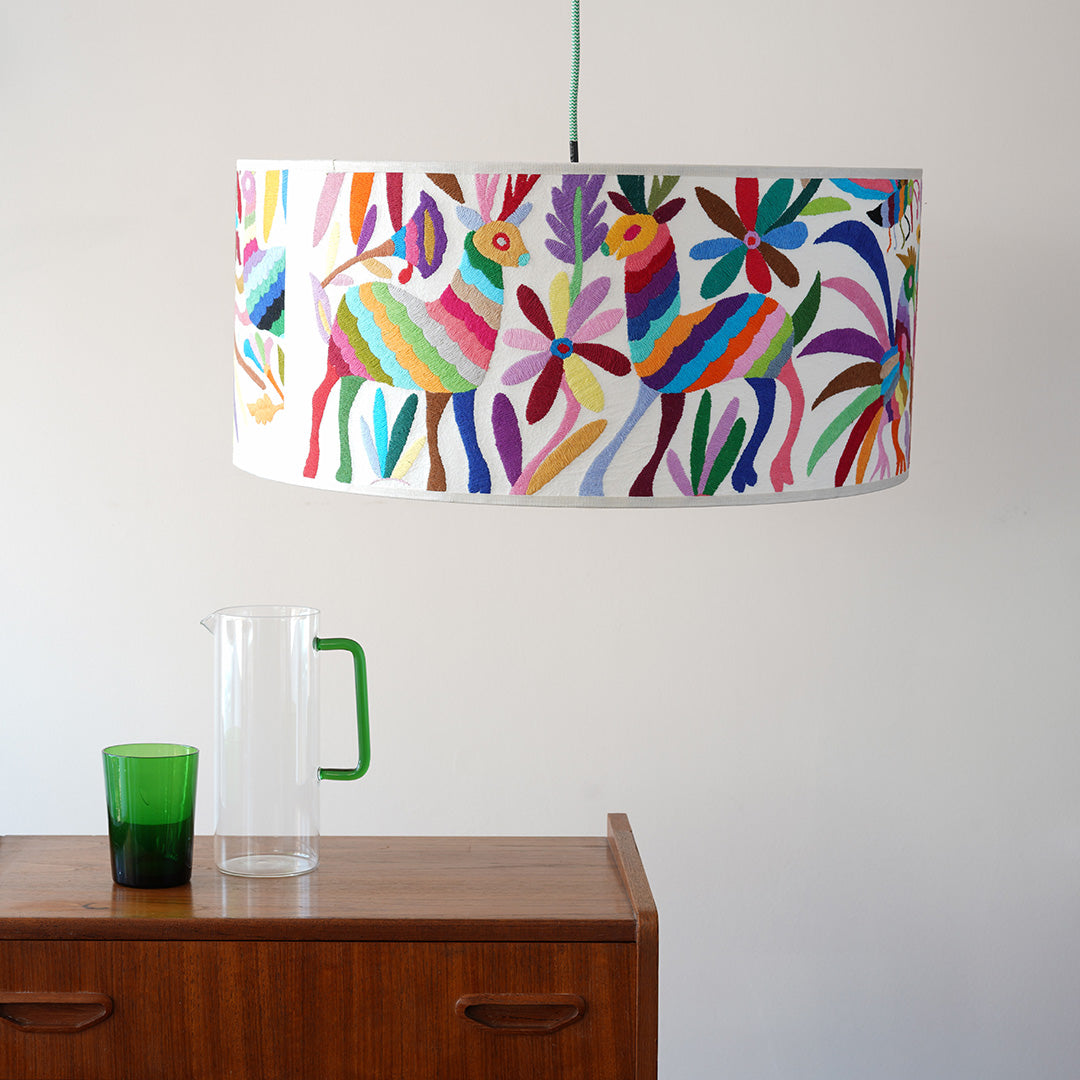 Multicoloured Otomi Table or Ceiling Lampshade - 35cm diameter
