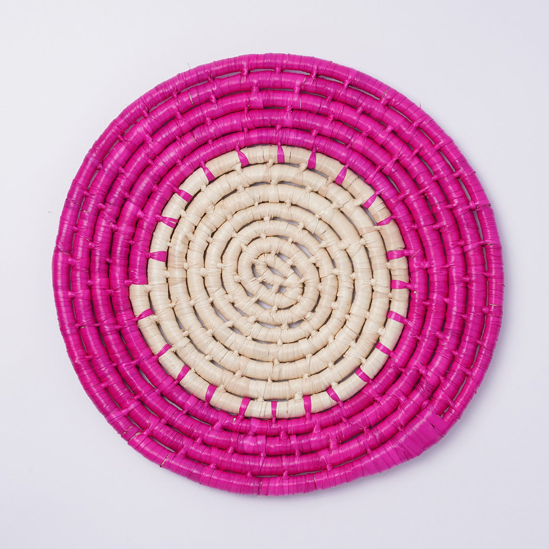 Pink/Natural Large Mexican Grass Placemat