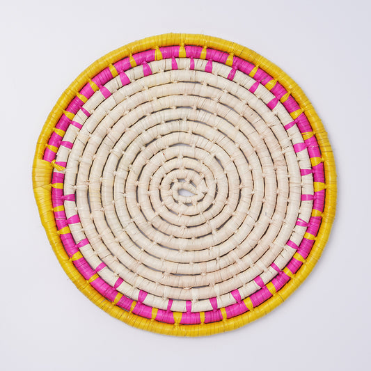 Yellow/Pink/Natural Large Mexican Grass Mat