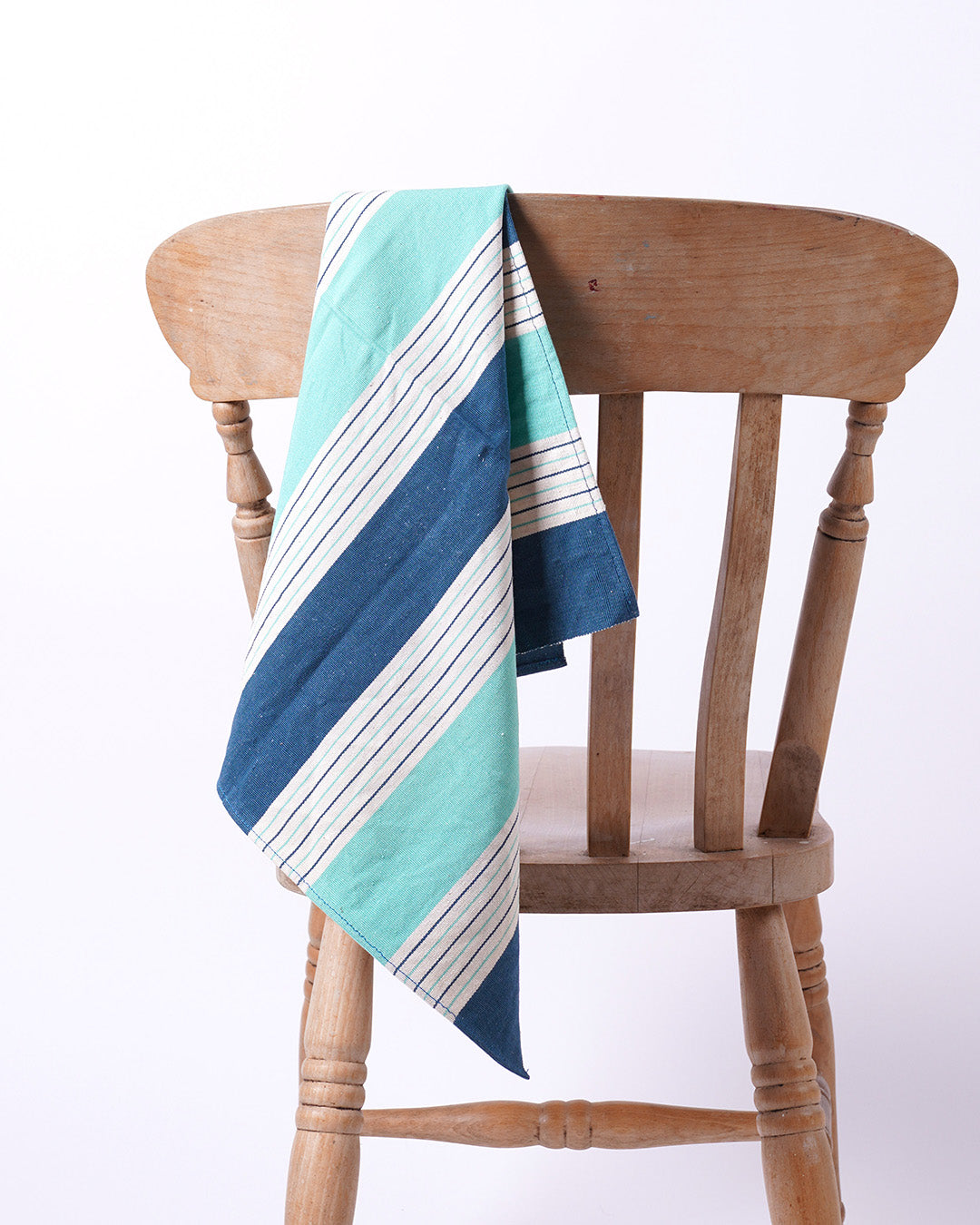 Cool Stripes Napkin - Teal, Turquoise and Cream Stripes