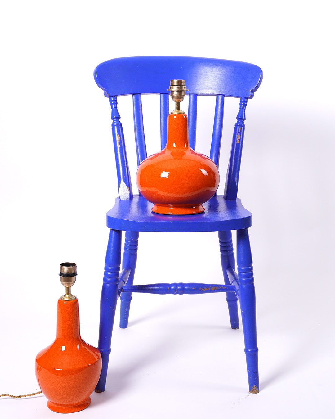 Ceramic Small Vase Table Lamp- Orange