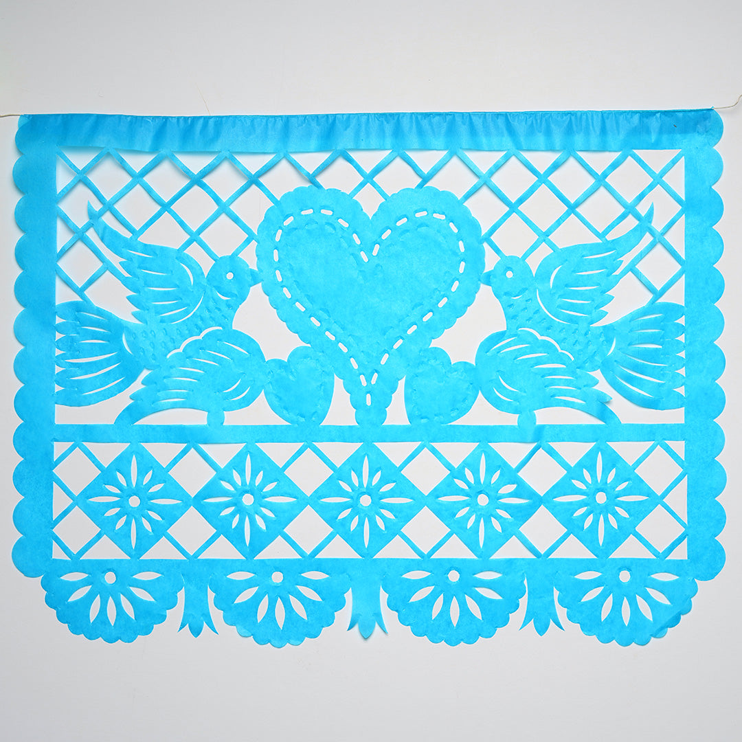 Birds, Hearts and Flowers Papercut Bunting - Large, Multicoloured