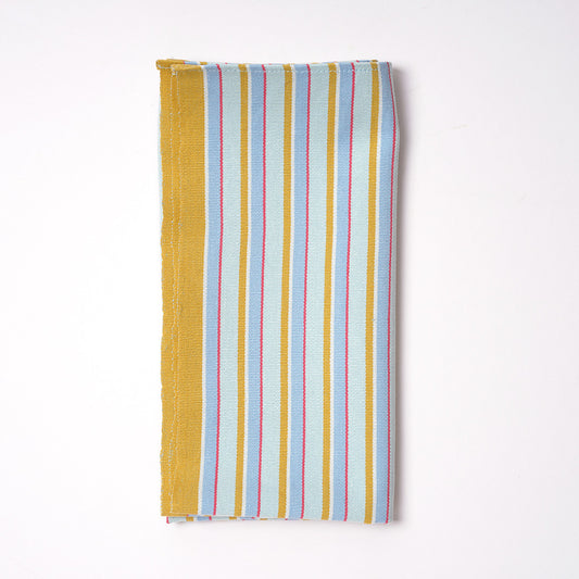 Spring Stripes Napkin - Psle blue, yellow, pink and Cream Stripes
