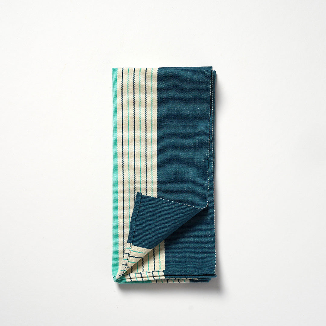 Cool Stripes Napkin - Teal, Turquoise and Cream Stripes