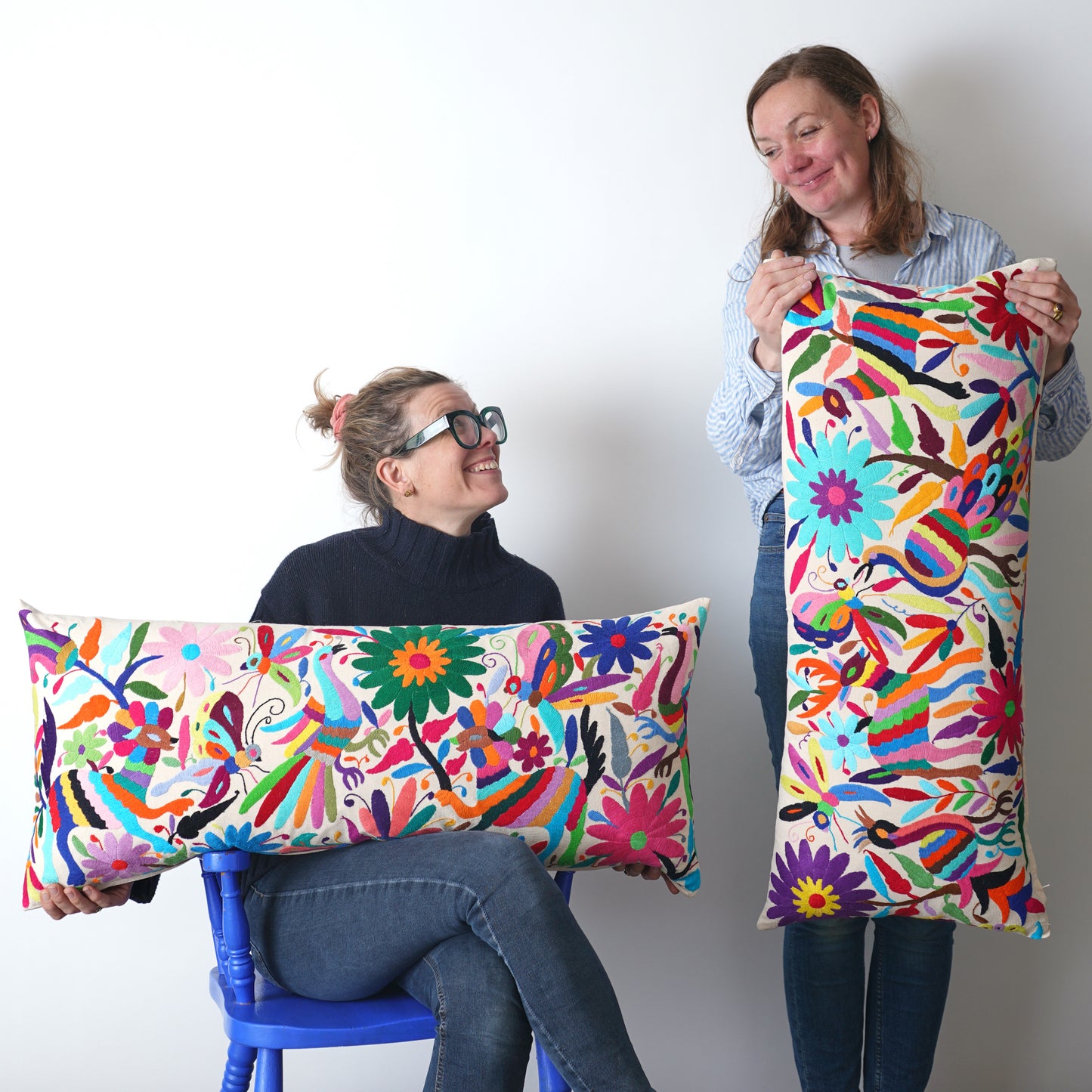 Multicoloured Otomi Bolster - 90cmx40cm