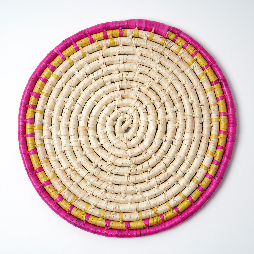 Pink/Yellow/Natural Large Mexican Grass Mat