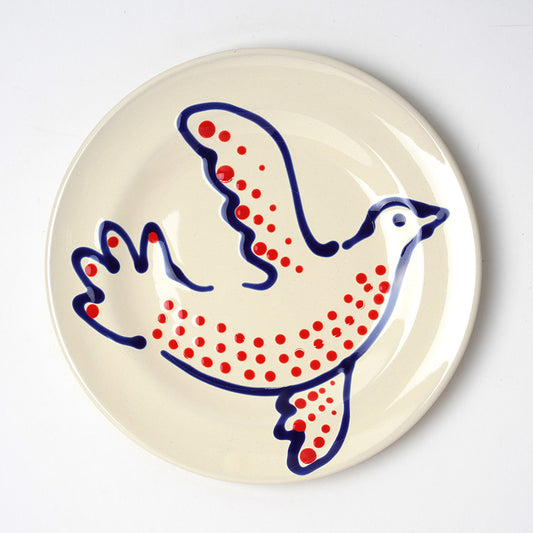 Paloma Small Plate, 23cm diameter - Blue and Red, Right
