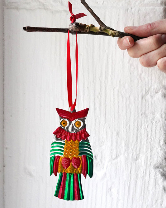 Handmade Tin Owl Decoration