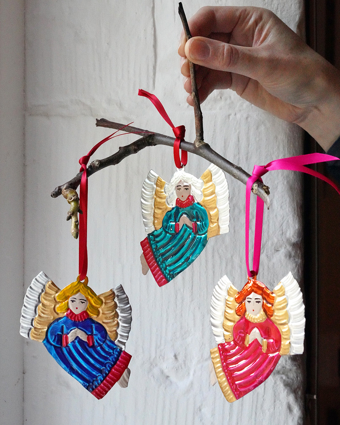 Handmade Tin Decoration - Angel, Red