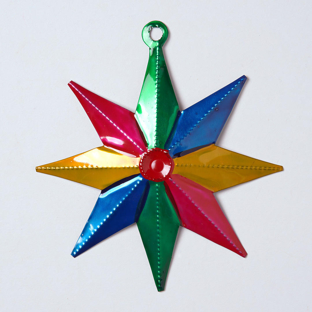 Handmade 3D Star Tin Decoration - Multicoloured